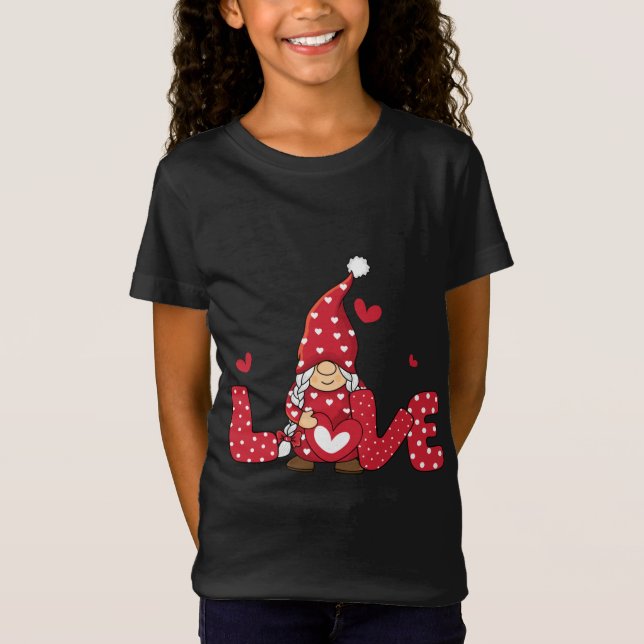 Valentine's Day Three Gnomes Holding Heart Leopard T-Shirt (Front)
