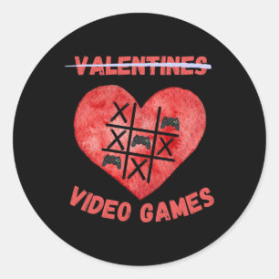Valentines Day Tic Tac Toe Funny Valentine Video G Classic Round Sticker