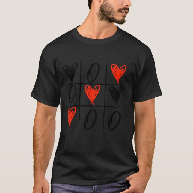 Valentine's Day Tic Tac Toe Heart T-Shirt (Front)