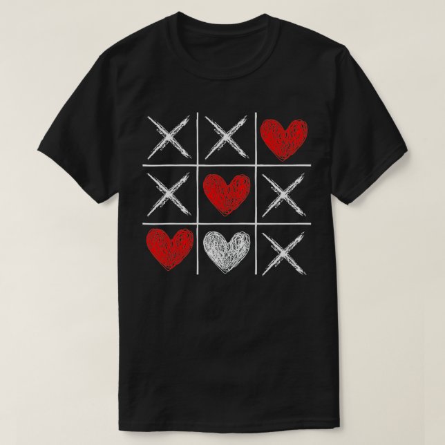 Valentine's Day Tic Tac Toe Valentine Funny Love H T-Shirt (Design Front)