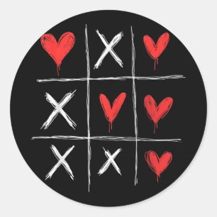 Valentines Day Tic-tac-toe Xo-xo Funny Valentines Classic Round Sticker