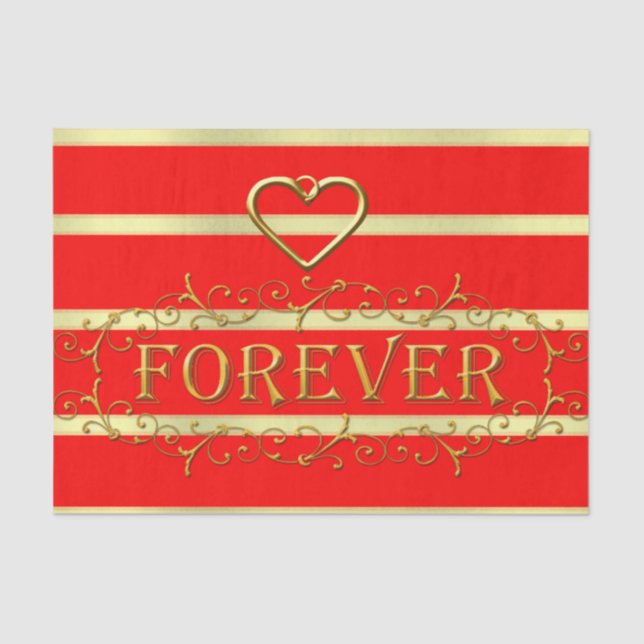 Valentine's Day Tissue Paper Gold Forever Hearts (Front)