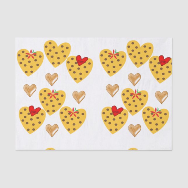 Valentine's Day Tissue Paper Gold Hearts (Front)