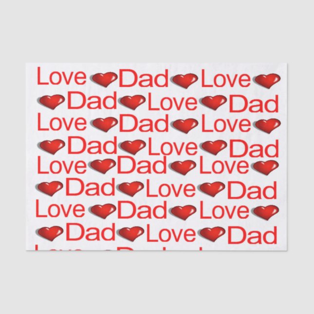 Valentine's Day Tissue Paper Love Dad Red Hearts (Front)