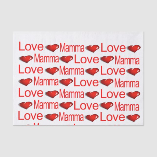 Valentine's Day Tissue Paper Love Mamma Red Hearts (Front)