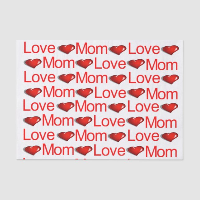 Valentine's Day Tissue Paper Love Mum Red Hearts (Front)