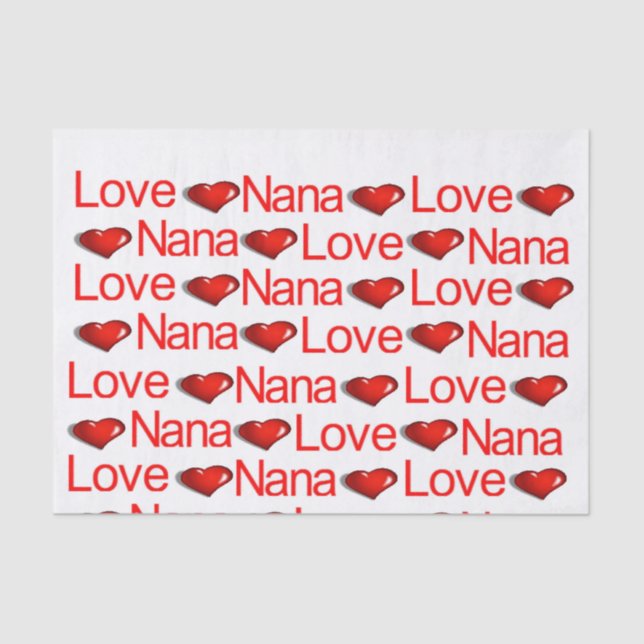 Valentine's Day Tissue Paper Love Nana Red Hearts (Front)