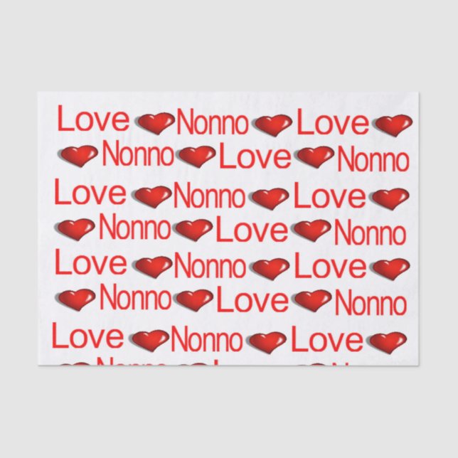 Valentine's Day Tissue Paper Love Nonno Red Hearts (Front)