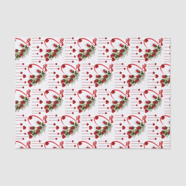 Valentine's Day Tissue Paper Red Hearts (Front)