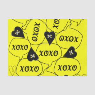 Valentine's Day Tissue Paper Xoxo Yellow Black 