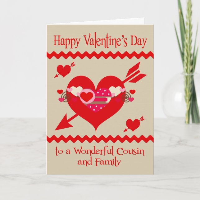 Valentine's Day To Cousin and Family Holiday Card (Front)