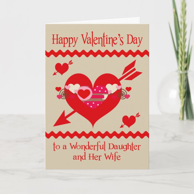 Valentine's Day To Daughter And Her Wife Holiday Card (Front)