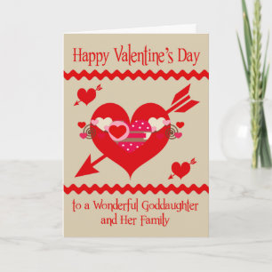 Valentine's Day To Goddaughter and Family Holiday Card