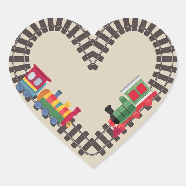 Valentines Day Train Railroad Heart  Heart Sticker (Front)