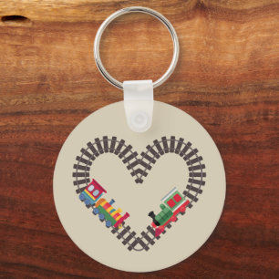 Valentines Day Train Railroad Heart Key Ring