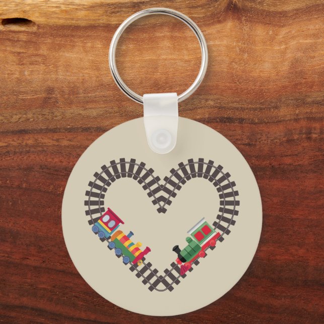 Valentines Day Train Railroad Heart  Key Ring (Front)