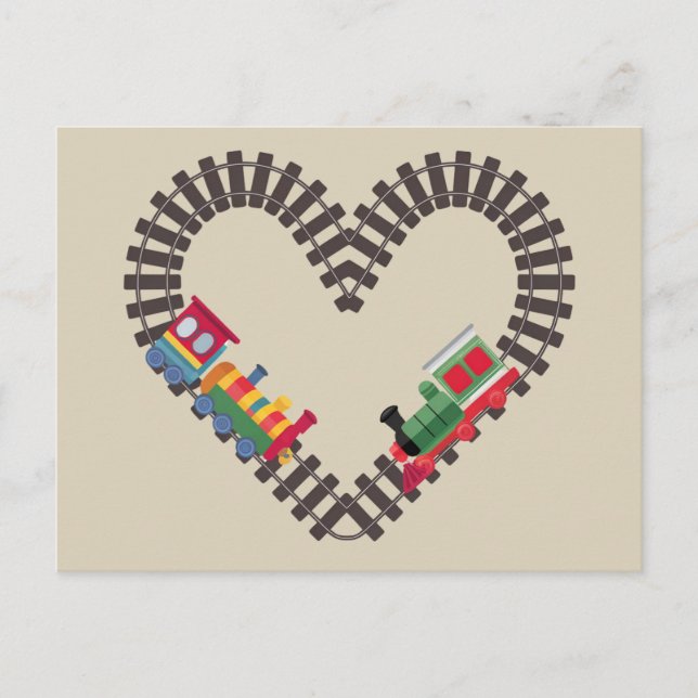 Valentines Day Train Railroad Heart  Postcard (Front)
