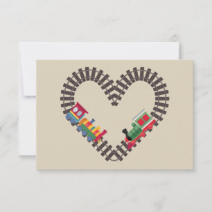 Valentines Day Train Railroad Heart  Thank You Card