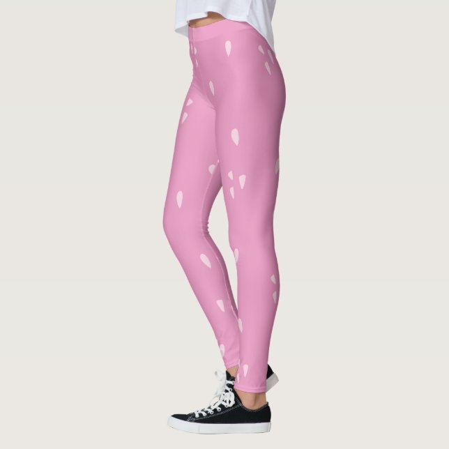 Valentine's Day Trendy Colourful Strawberry Pink Leggings (Left)