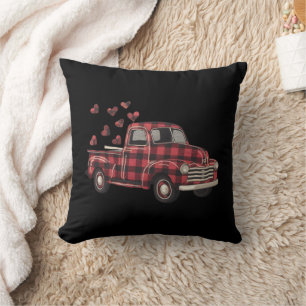 Valentine's Day Truck Funny Buffalo Plaid Leopard  Cushion