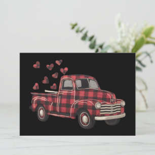 Valentine's Day Truck Funny Buffalo Plaid Leopard  Holiday Card