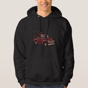 Valentine's Day Truck Funny Buffalo Plaid Leopard  Hoodie