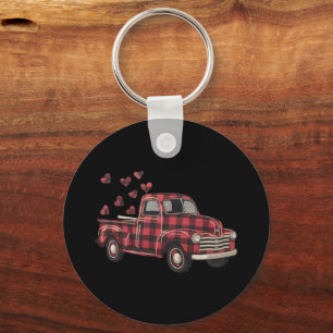 Valentine's Day Truck Funny Buffalo Plaid Leopard  Key Ring