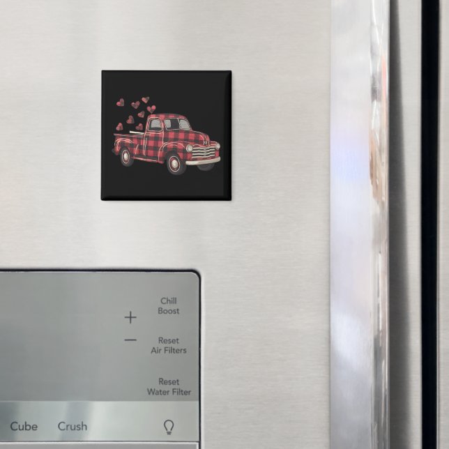 Valentine's Day Truck Funny Buffalo Plaid Leopard  Magnet (In Situ (Fridge))