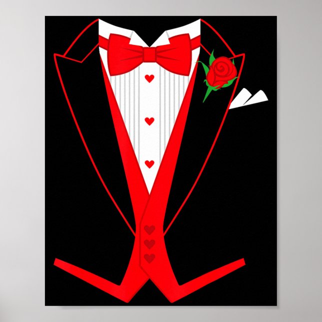 Valentine's Day Tuxedo Red Bow Tie Costume For Guy Poster (Front)