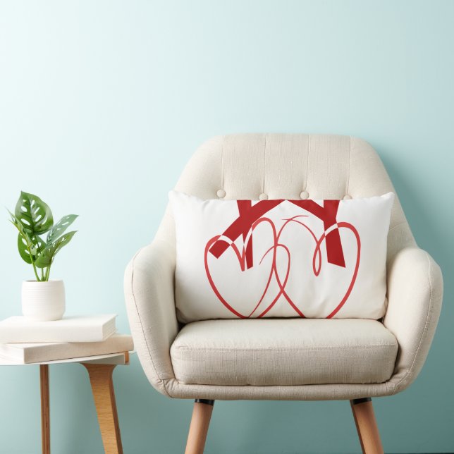Valentine's Day two cute red hearts love Lumbar Cushion (Chair)