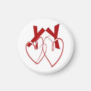 Valentine's Day two cute red hearts love Magnet