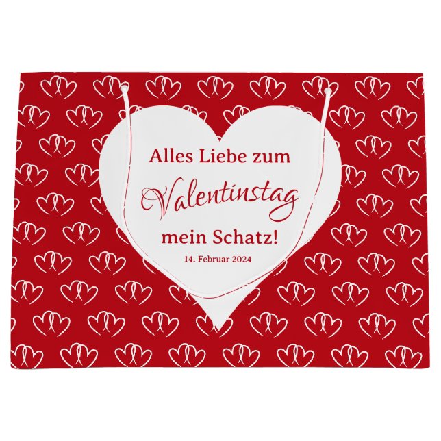 Valentine's Day, two red hearts -  Large Gift Bag (Front)