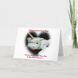 Valentines day unicorn greeting card