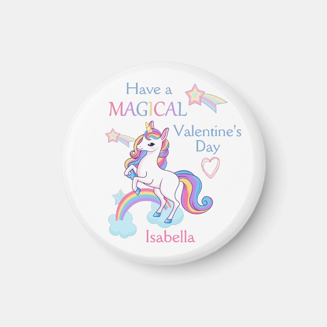 Valentine's Day Unicorn Pink Magical Magnet (Front)
