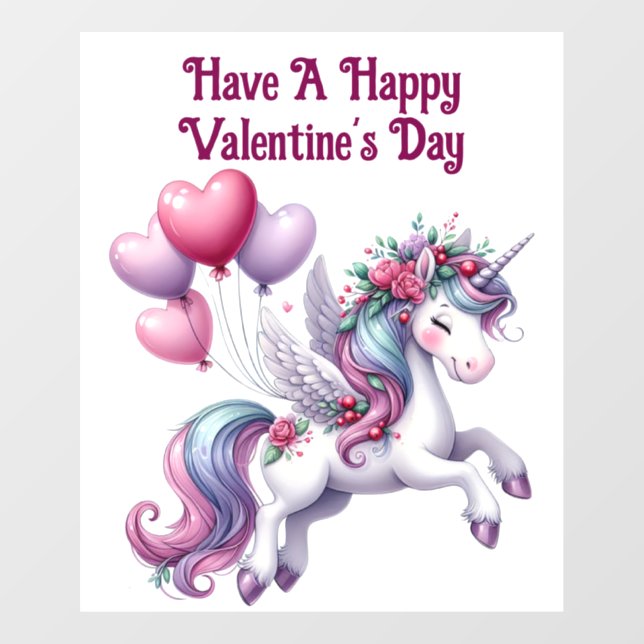  Valentine's Day Unicorn Window Cling (Sheet)