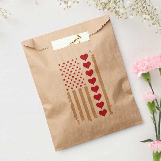 Valentine's Day US Flag Hearts  Favour Bags (Sealed)