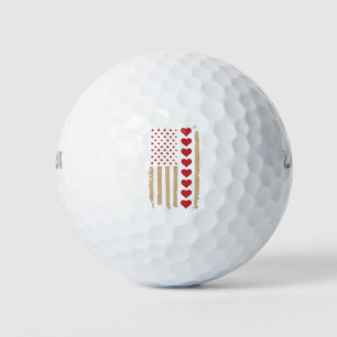 Valentine's Day US Flag Hearts Golf Balls
