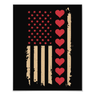 Valentine's Day US Flag Hearts  Photo Print