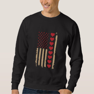 Valentine's Day US Flag Hearts Sweatshirt