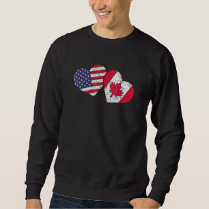 Valentines Day Usa Flag American Canadian Heart Ca Sweatshirt
