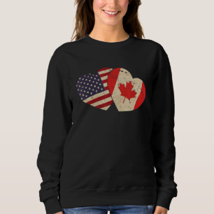 Valentines Day USA Flag American Canadian Heart Ca Sweatshirt