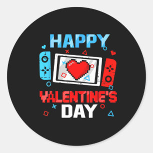 Valentines Day Video Game Controller Heart Boy Tod Classic Round Sticker