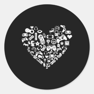 Valentines Day Video-game Controller Heart Cool Ga Classic Round Sticker