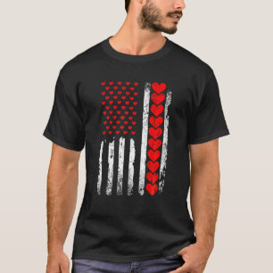 Valentines Day Vintage America Flag Hearts Mens Bo T-Shirt