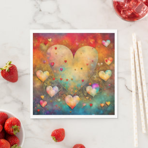 Valentine's Day Vintage Hearts Personalised Napkin