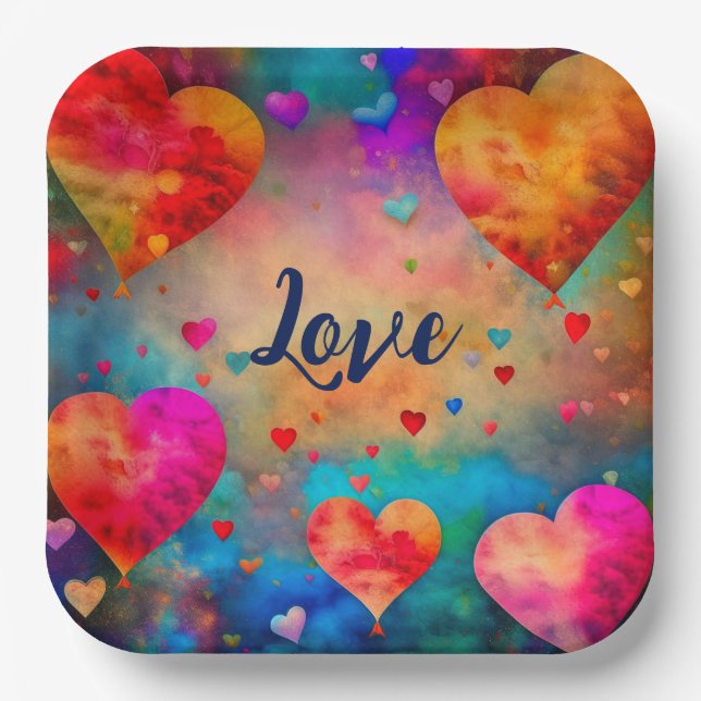 Valentine's Day Vintage Hearts Personalised Paper Plate (Front)