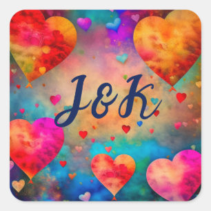Valentine's Day Vintage Hearts Personalised Square Sticker