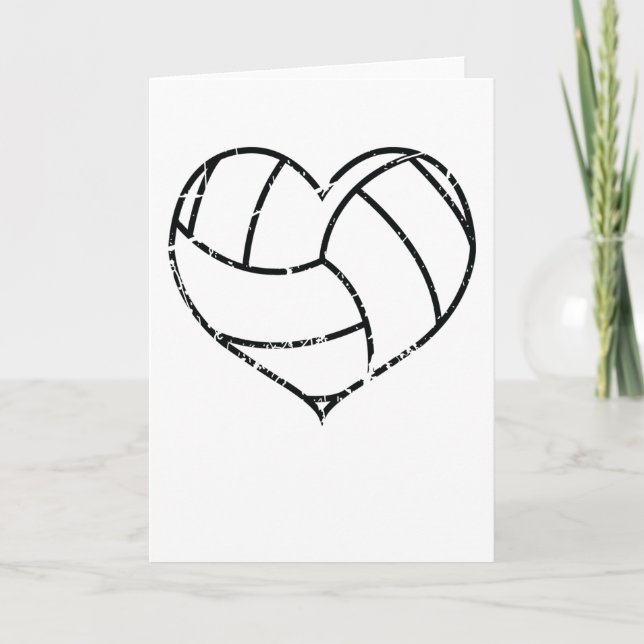 Valentines Day Volleyball Heart Grunge Men Women Card (Front)
