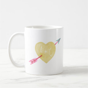 Valentine's Day Watercolor Heart Arrow Love Mug