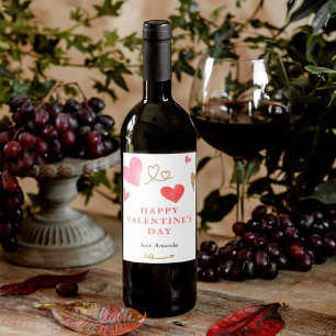 Valentine's Day Watercolor Heart Wine Label